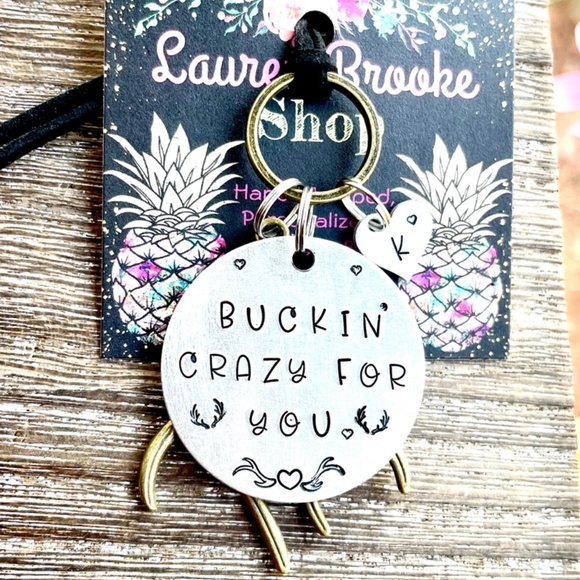 Bucking Crazy For You -  Funny Keychain - Funny Boyfriend Gift - Hunting Gift - Picture 1 of 3